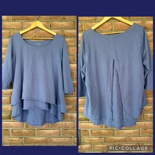 Purejill J.Jill Blue Elliptical Layered Top Cotton Blend Lightweight Size XL