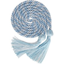 68 inch Graduation Honor Cord Sky Blue White Tassels for Ceremony Keepsake