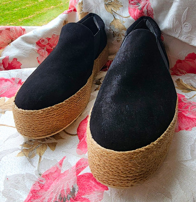 Vince Women s Slip-On Espadrille Flats Cotton Upper Black/Beige US 9 M