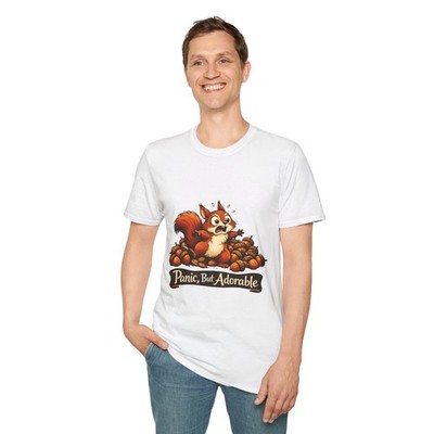 Squirrel Cartoon Funny Cute Animal Forest Whimsical Unisex Softstyle T-Shirt