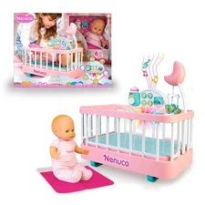 Nenuco Good Sleep Baby Doll Playset with Crib Light and Sound Functions