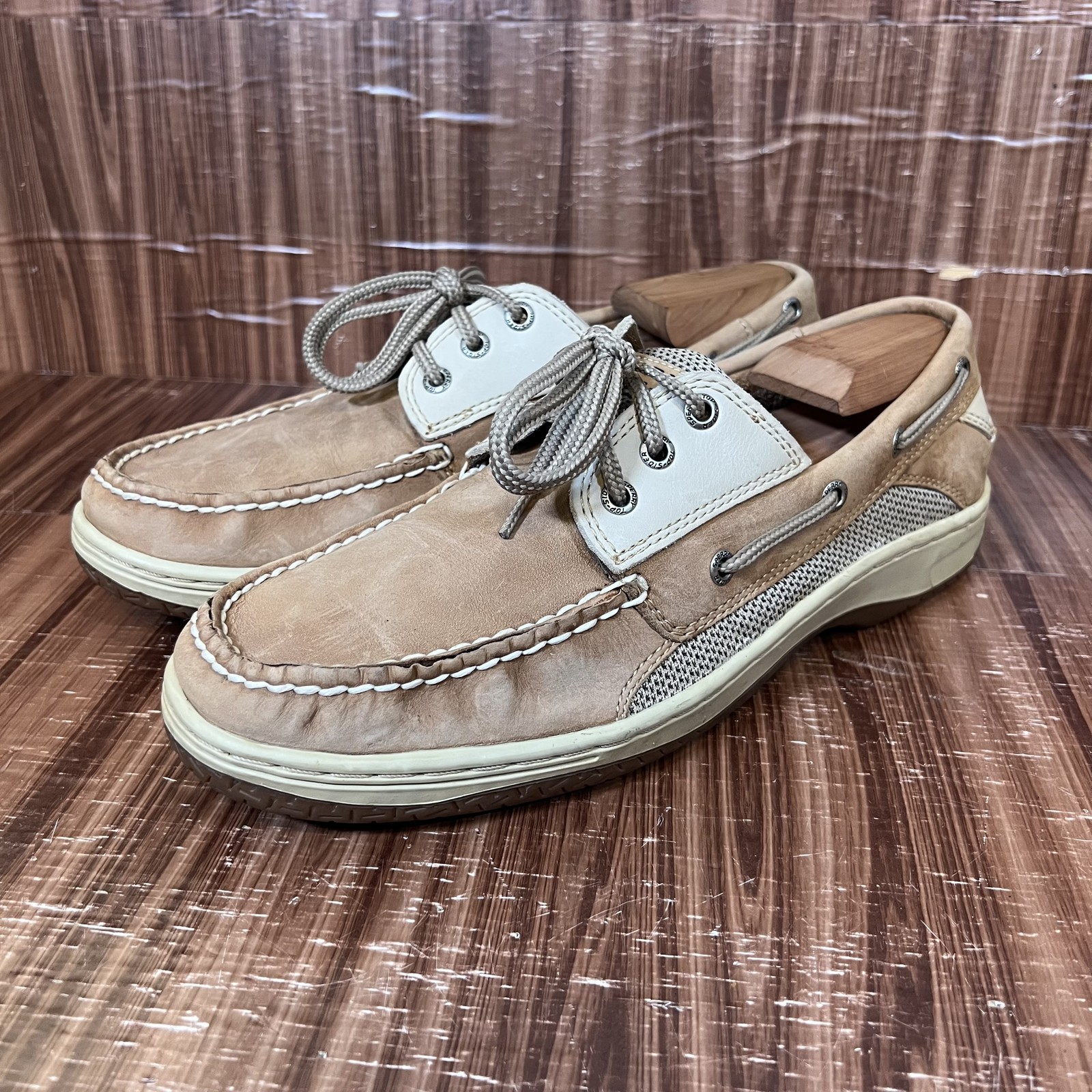 Sperry Top-Sider Shoes Mens Size 10M Beige Leather Boat Deck Moc Toe Casual