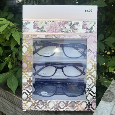 MAX STUDIO 3-PACK PREMIUM READING GLASSES READERS +2.00  NEW AUTHENTIC WINE