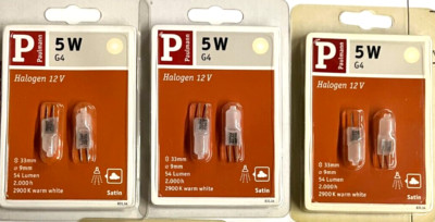 6x Paulmann Halogen G4 Stiftsockellampe 5W 5W Watt Restposten 831.14 Satin Neu