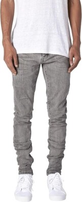 MNMI M56 Jeans Grey Tapered Ankle Zipper Distressed Denim Men's 38x33.5 NEW
