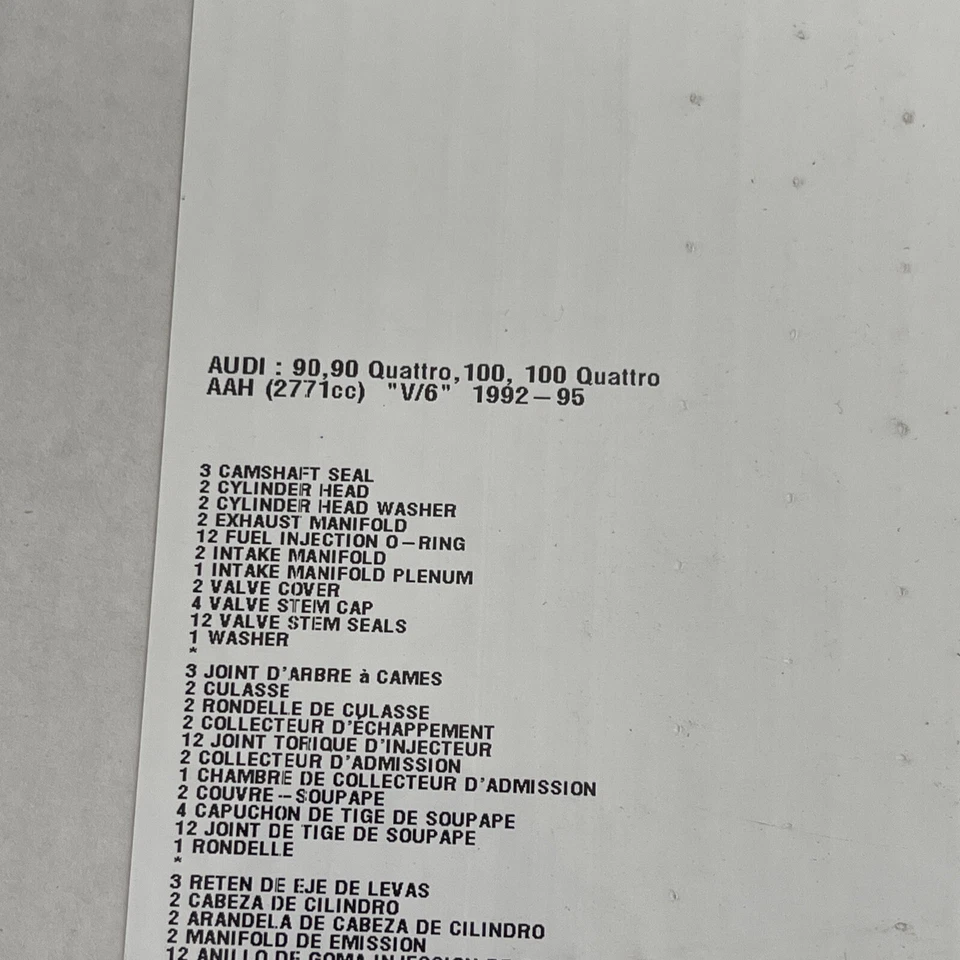 Engine Cylinder Head Gasket Set Mahle HS54042 For Audi V6 1992-95 90 Quattro 100 - Image 4 of 4