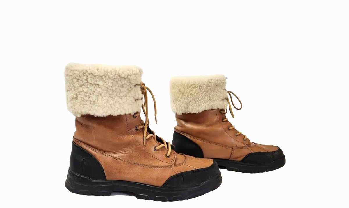 POLO Ralph Lauren Leather Shearling Trim Boots w/Sherpa Faux