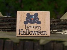 Happy Halloween Black Cat Wood Mounted Rubber Stamp by Studio G Alison Wong