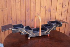 60er Nähkästchen Nähtisch Utensilo Nähkorb Nähkasten Danish Regal Holz 50er 4