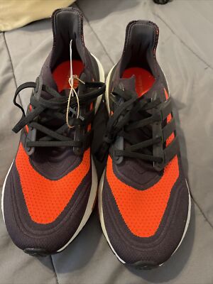 adidas Men's Ultraboost-21 Running Shoes Black/Orange Size 10
