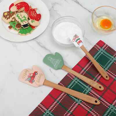 3pc Christmas Themed silicone Holiday Figural Spatula Set - Cook With Color