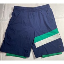 Wilson youth Navy Blue Athletic Shorts with Green  White Stripe Tennis L