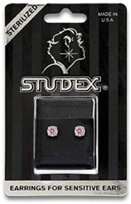 STUDEX Sensitive Pink Cubic Zirconia Stud Earrings 5mm Earrings for women