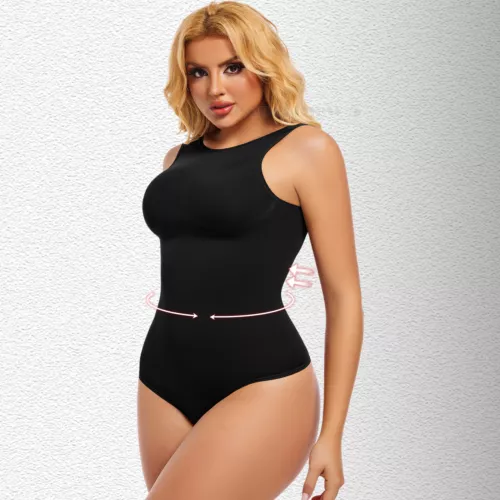 Women Crew Neck Full Body Shaper Slimming Firm Control Tummy Bodysuit Shapewear - Picture 12 of 33