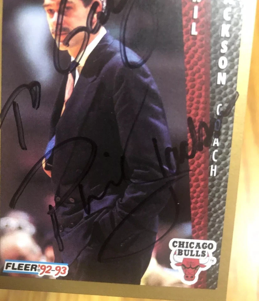 1993 PHIL JACKSON CHICAGO BULLS COACH SIGNED AUTOGRAPHED CARD KNICKS LAKERS NBA - Image 2 of 3