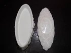 Vintage FOSTORIA JENNY LIND CAMEO White Milk Glass 10-1/2" Dresser Trinket Box