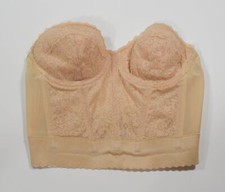 Vintage Jezebel Renee Beige Lace Backless Longline Bra Bustier Corset Sz 34B
