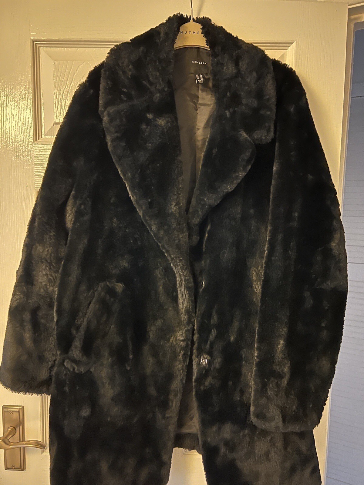 Black Faux Fur Coat Size 14 eBay