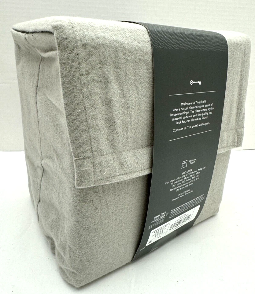 Threshold TWIN Brushed Flannel sheet Set Gray 100% cotton - Image 3 of 4