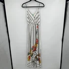 Farm Rio Wrap Maxi Dress Womens Small White Striped Floral Sleeveless Tie Waist