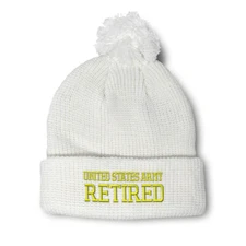 Pom Pom Beanies for Women United States Army Retired B Embroidery Skull Cap