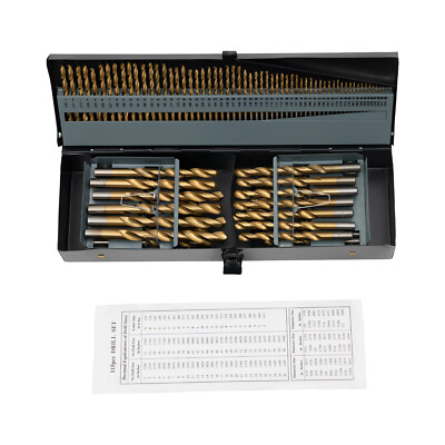 115PCS Drill Bit Set Electric Drill Mount Spiral High Speed Drill Bit Set w/ Box