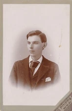 Cabinet Card Antique Photo Oddly Handsome Young Man Phipps West Bay City MI