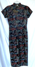 VTG PEONY BRAND..CHINA..TRADITIONAL MANDARIN CHEONGSAM ASIAN..RAYON..DRESS..S 34