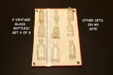 Vintage Tiny Glass Bottles: Set 4 of 8 / Clear