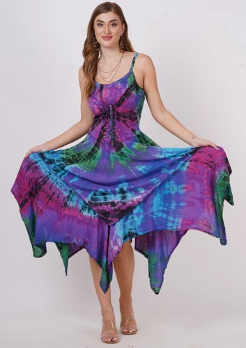 Women's Casual Tie Dye Spaghetti Strap Pixie Fit & Flare Dress Wholesale Lot Mix