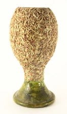 = EARLY & RARE Small Redware Earthenware Chalice / Vase, UNSUAL GLAZE