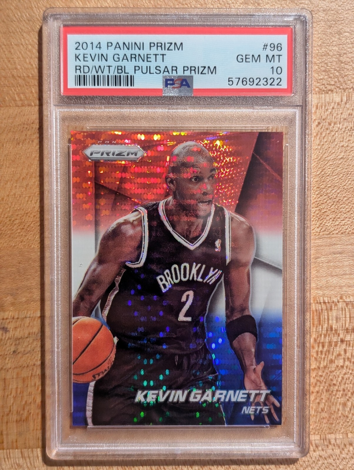 2014 Panini Prizm - Kevin Garnett Red White Blue Pulsar Prizm PSA 10 #96