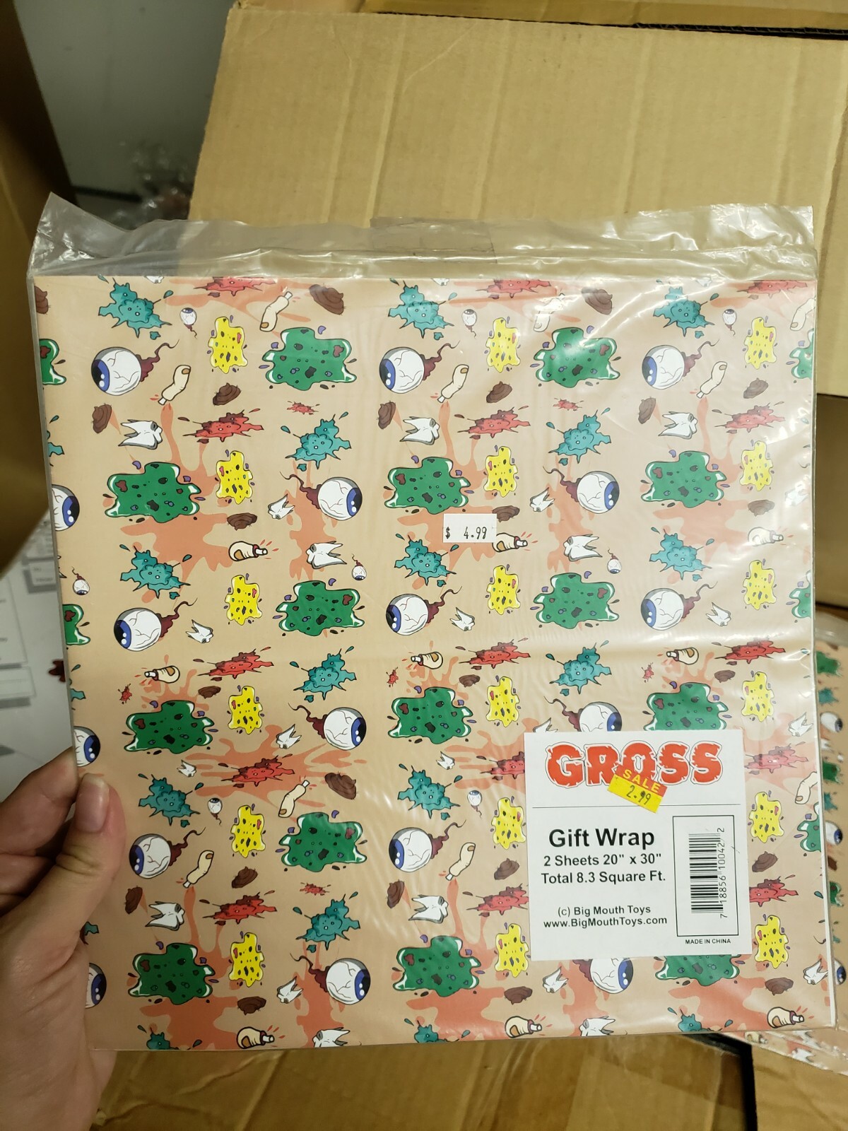 3 packages of gift wrapping paper gag novelty funny Gross, all