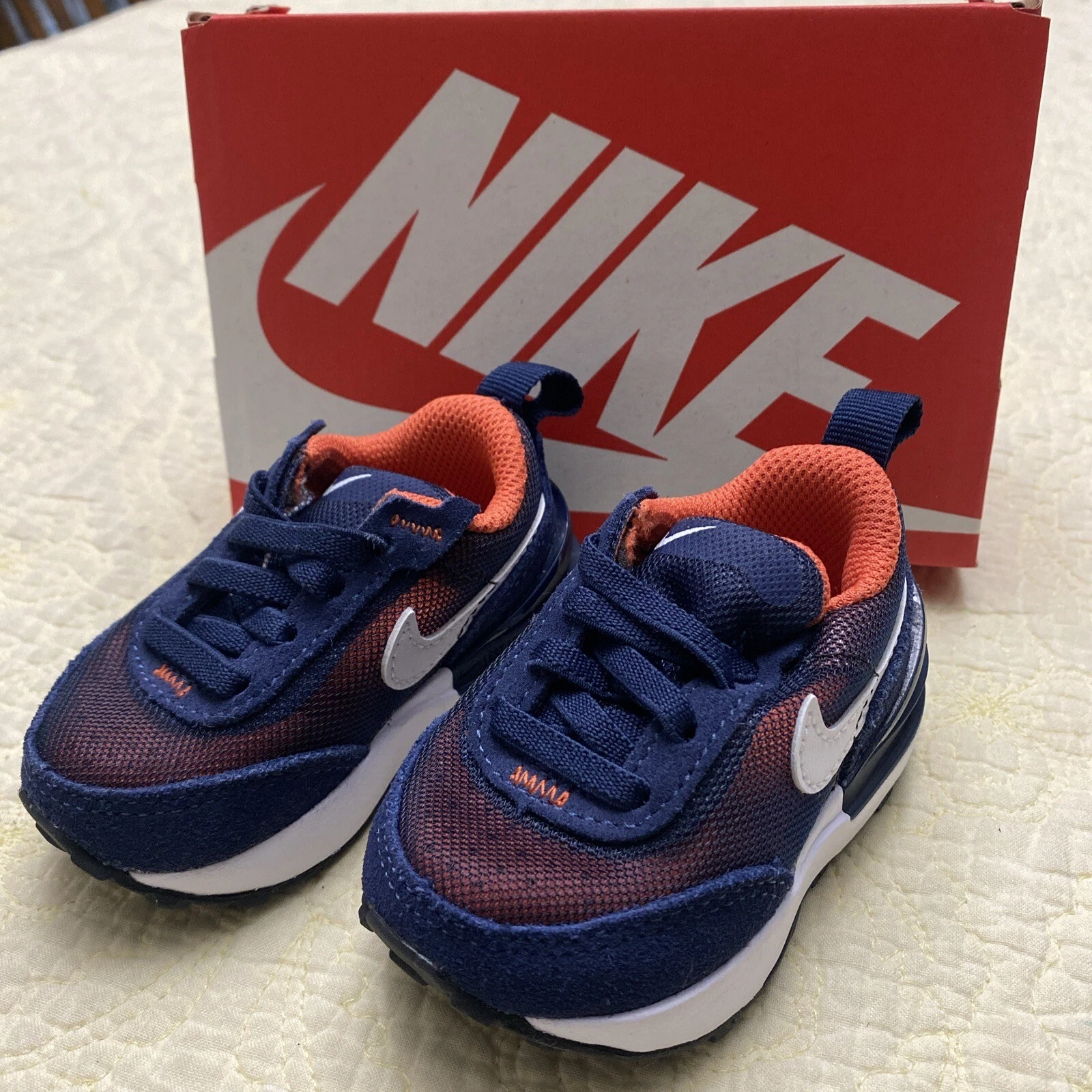 Nike Waffle One (TD) Sneakers Midnight Bianco Arancione DC479 401 Bambino Taglia 2C