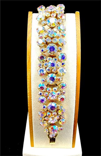 DAZZLING 1960’S JULIANA D&E AURORA BOREALIS RHINESTONE STATEMENT LINK BRACELET