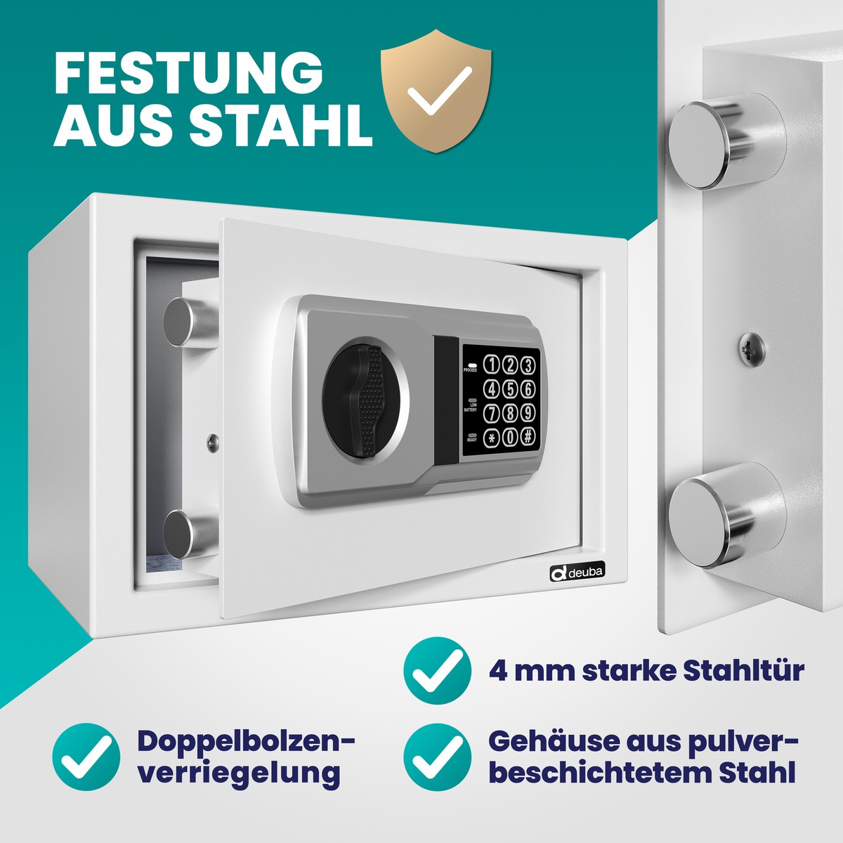 DEUBA® Tresor Elektronischer Möbeltresor 31x20x20cm Safe Wandtresor Geldschrank