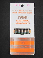 5.6 Ohm to 16M Ohm - 1/2W 5% - Carbon Comp Resistors - TRW - IRC - ALLEN BRADLEY