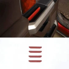 Interior Door Handle Cover Trim Decor Strip for Ford F150 2015+ Red Carbon Fiber