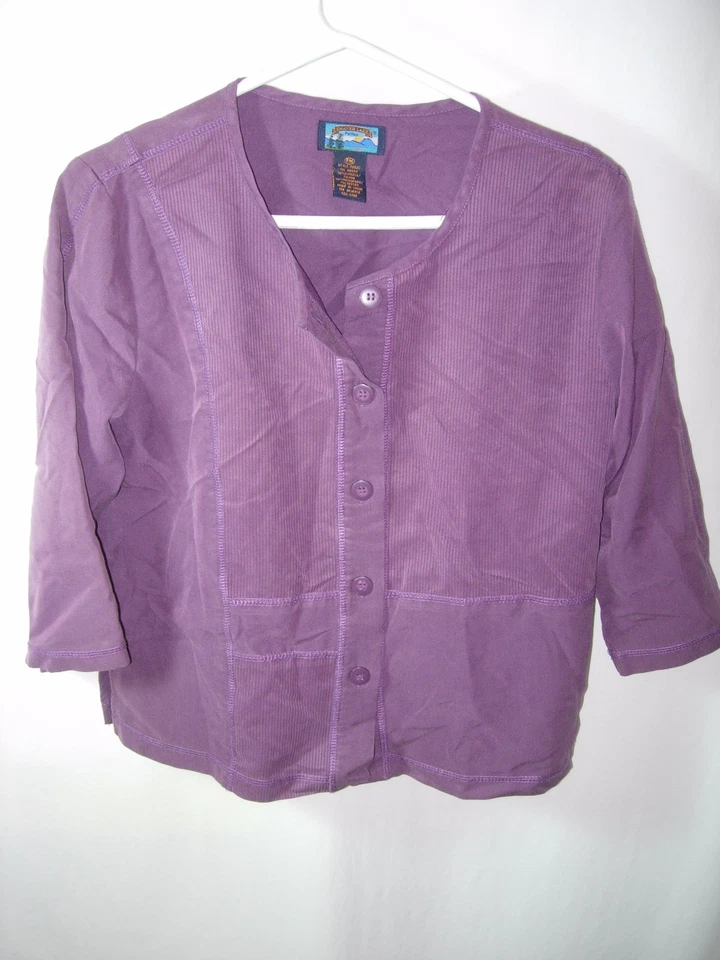 WOMENS MAUVE PURPLE RAYON PANTS 28-34X27 PANTSUIT MATCHING SHIRT TOP Size PM 42" - Изображение 4 из 4