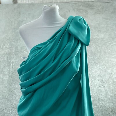 Tadashi Shoji One-Shoulder Teal Evening Gown Size 20Q Polyester NWT 5135