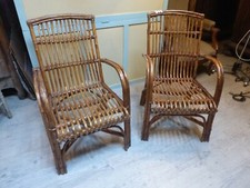 belle Paire de Fauteuil en Rotin bambou  Ancien 1960