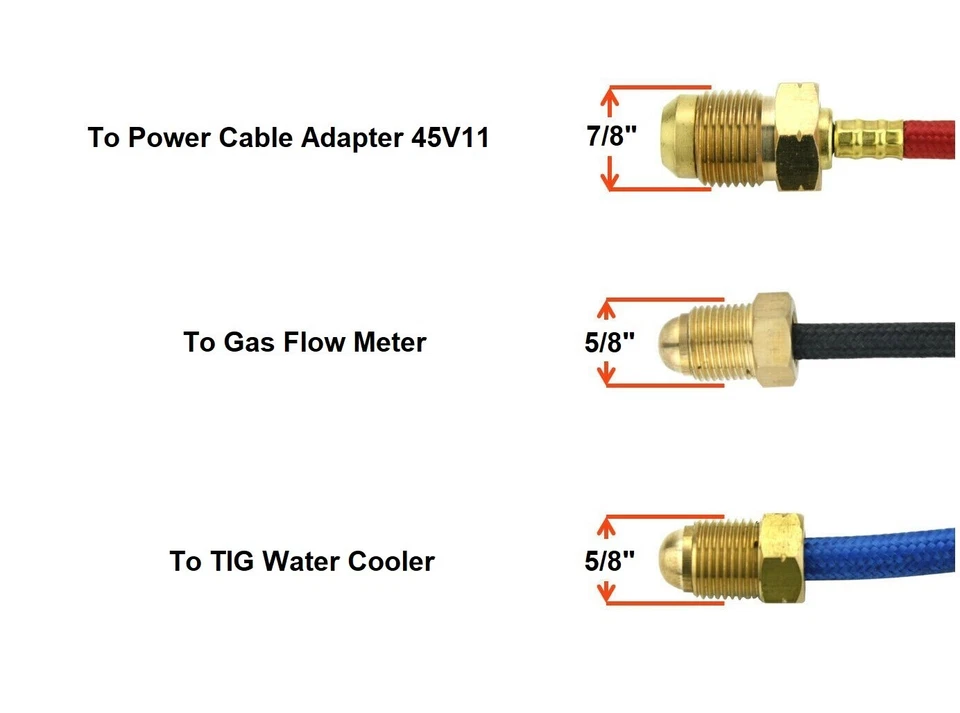 Antorcha TIG WP20 250 Amp refrigerada por agua con cable de 25 pies de 3 piezas con Dinse 35-70 Foto 3 de 4