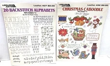 2 VTG Leisure Arts Cross Stitch Patterns Christmas Caboodle #432/Alphabets #407