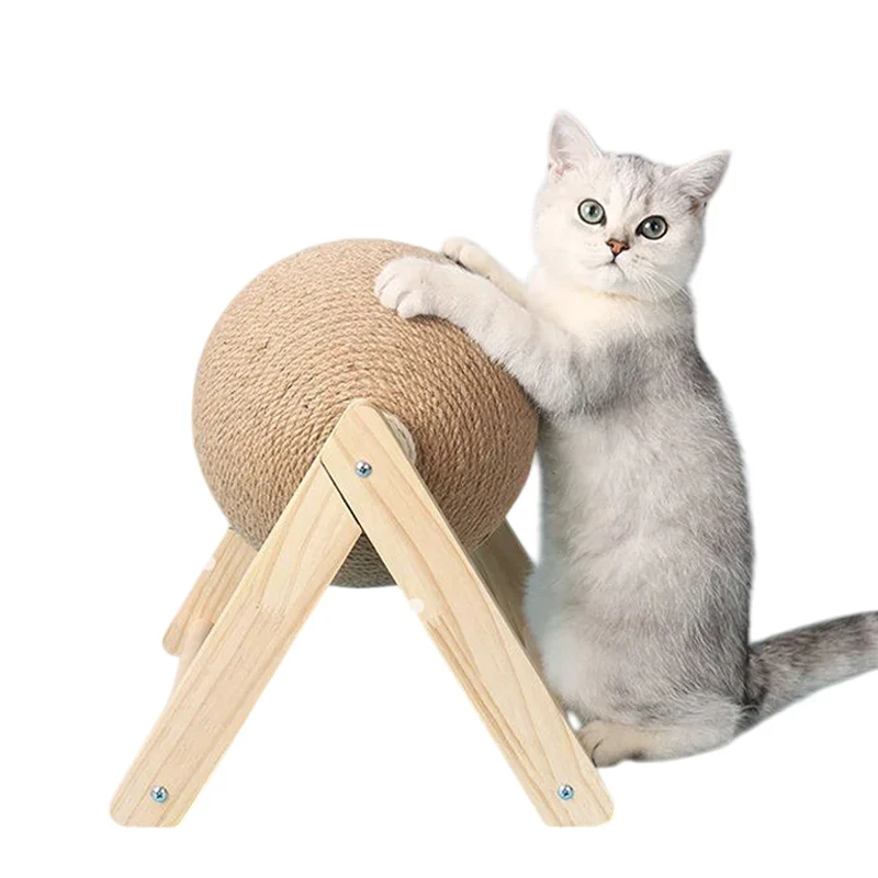 Cat Ball Toy Scratching Sisal Interactive Post Scratcher Kitten Track Durable