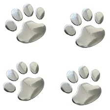  3D Dog Paw Footprint Sticker Decal Auto Car Emblem Decal Decoration () Silver