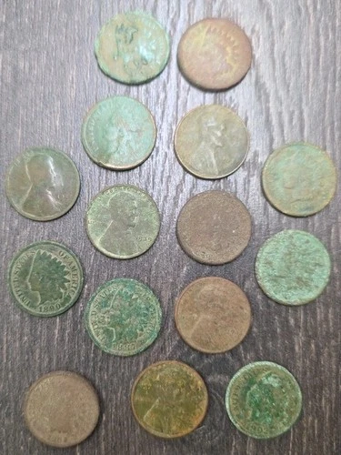 15 Indian Head / Wheat Penny Lot One Small Cent Cents Good Dates Errors? IHP Dug