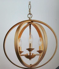 LNC Modern Globe Pendant Light Freya 3-Light Champagne Gold Cage Chandelier
