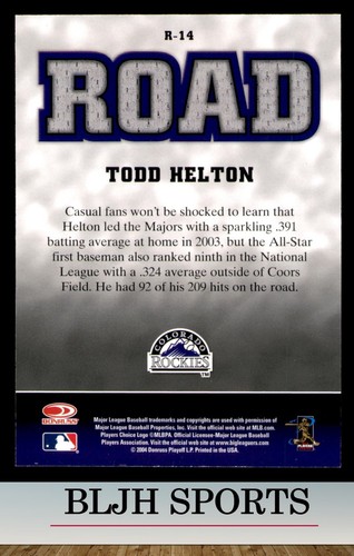 2005 Leaf #R-14 Todd Helton Colorado Rockies (3K2) - Picture 2 of 2