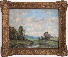 H. Bennett antique 1936 impressionist oil painting  Landscape framed 49/41cm