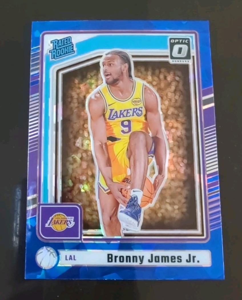 🏀2024-25 Bronny James Jr RC Donruss Optic Preview P-243 Blue Cracked Ice Prizm